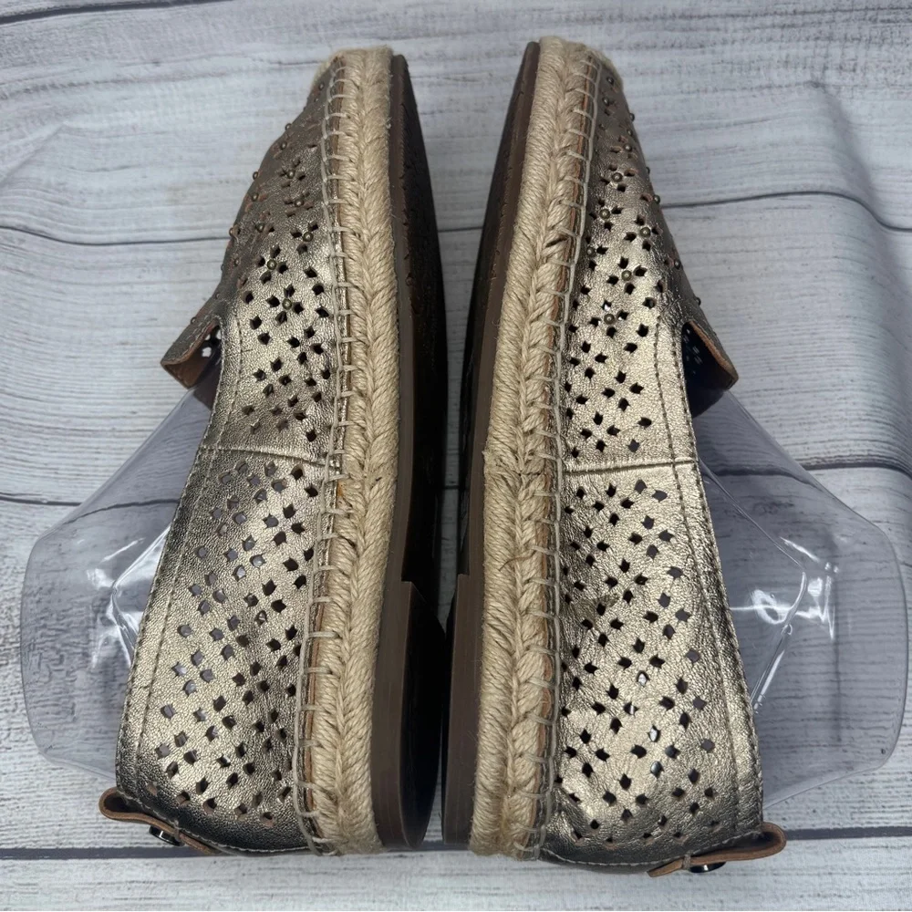 Patricia Nash Women Espadrille Flats‎ Elena Size US 8.5M Pale Gold Leather